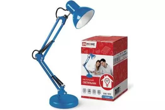 Светильник настольный IN HOME СНО 15ТС, E27, 60 Вт, без ламп, синий (4690612035840)