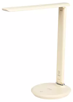 Светильник настольный ЭРА NLED-504-10W-BG, светодиоды, 10 Вт, 3000 K, имеет встроенный модуль Qi для беспроводной зарядки мобильных устройств, бежевый (Б0057198)