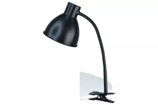 Светильник настольный на прищепке Трансвит Лира, E27, 40 Вт, без ламп, черный (238885)