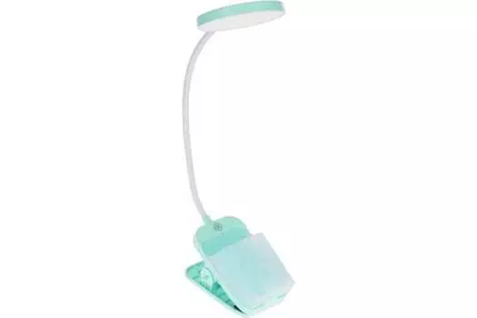 Светильник настольный с прищепкой Ultraflash UF-751 C05, светодиоды, 7 Вт, 2800K/350лм, АКБ/1200mAh, белый/зеленый (14487)