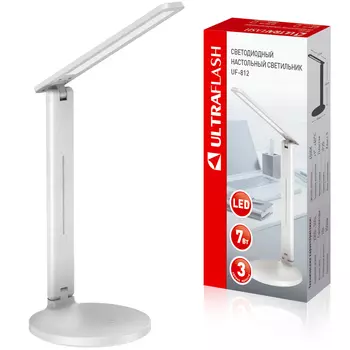 Светильник настольный Ultraflash UF-812 C01, светодиоды, 7 Вт, 4500 K/350лм, белый (15172)