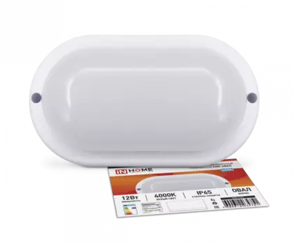 Светильник потолочный светодиодный, 12Вт, 4000K, 960лм, IP65, IN HOME (4690612034751)