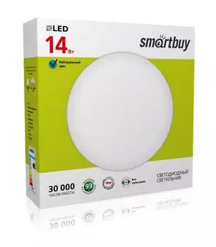 Светильник потолочный светодиодный, 14Вт, 6000K, 900лм, IP20, SMARTBUY (SBL-White-14-Wt-6K)