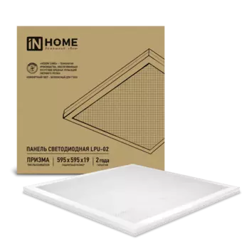 Светильник потолочный светодиодный, 50Вт, 6500K, 4500лм, 595мм x 595мм x 19мм, IP40, IN HOME (4690612029757)