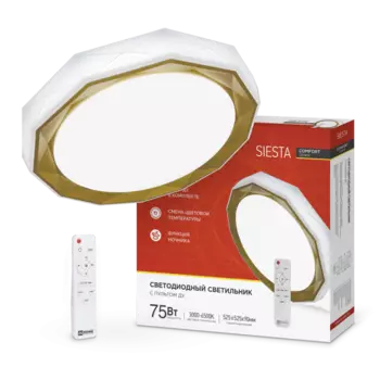 Светильник потолочный светодиодный COMFORT SIESTA , 75Вт, 3000-6500K, 6000лм, IP40, IN HOME (4690612035161)