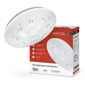 Светильник потолочный светодиодный DECO , 18Вт, 6500K, 1170лм, IP40, IN HOME (4690612022246)