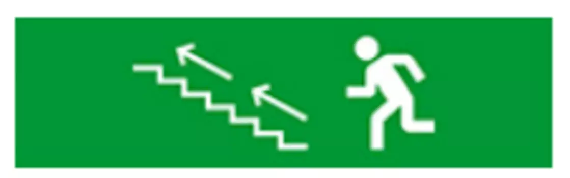 Световое табло одностороннее светодиодное, 12В, IP20, "Направление к эвакуационному выходу по лестнице", Бастион SKAT-24 (8579)