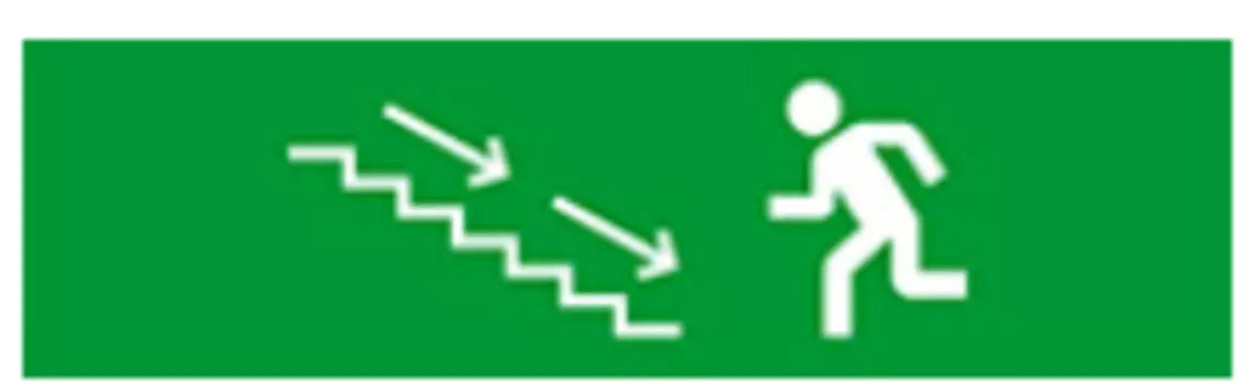 Световое табло одностороннее светодиодное, 12В, IP20, "Направление к эвакуационному выходу по лестнице", Бастион SKAT-24 (8577)