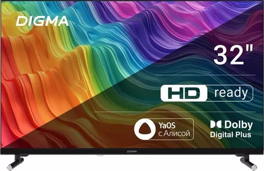Телевизор 32" Digma DM-LED32SBB32, 1366x768, DVB-T /T2 /C, HDMIx3, USBx2, WiFi, Smart TV, черный (DM-LED32SBB32)