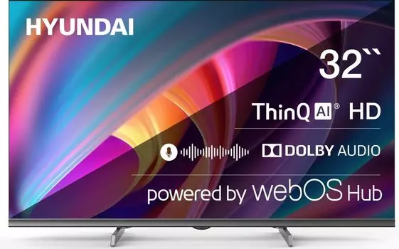 Телевизор 32" Hyundai H-LED32BS5100, 1366x768, DVB-T /T2 /C, HDMIx2, USBx1, WiFi, Smart TV, черный/серый (H-LED32BS5100)