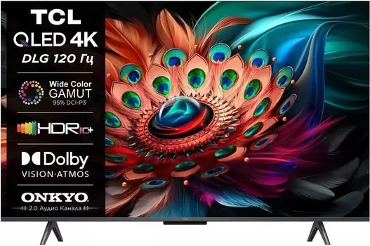 Телевизор 43" TCL 43С655, 3840x2160, DVB-T /T2 /C, HDMIx3, USBx2, WiFi, Smart TV, черный (43С655)