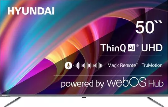Телевизор 50" Hyundai H-LED50BU7100, 3840x2160, DVB-T /T2 /C, HDMIx3, USBx2, WiFi, Smart TV, серый (H-LED50BU7100)