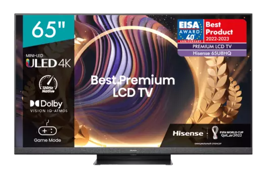 Телевизор 65" Hisense 65U8HQ, 3840x2160, DVB-T /T2 /C, HDMIx4, USBx2, WiFi, Smart TV, темно-серый (65U8HQ)