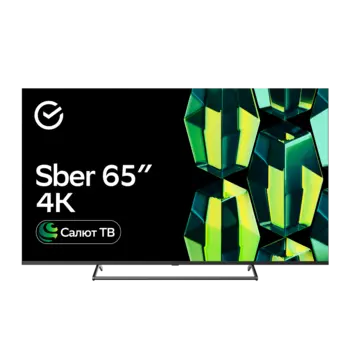 Телевизор 65" Sber SDX-65U4125, 3840x2160, DVB-T /T2 /C, HDMIx3, USBx2, WiFi, Smart TV, черный (SDX-65U4125)