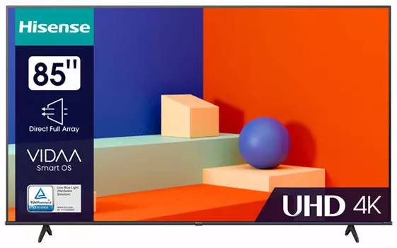 Телевизор 85" Hisense 85A6K, 3840x2160, DVB-T /T2 /C, HDMIx3, USBx2, WiFi, Smart TV, черный (85A6K)