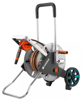Тележка GARDENA AquaRoll M Easy 25м , диаметр шланга 1/2" (13 мм), вместимость 25м, шланг в комплекте, ручное сматывание (18547-20.000.00)