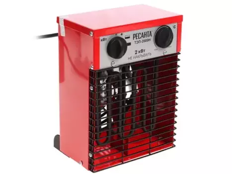 Тепловая пушка электрическая 20 м 2 кВт, 200 м/час, 220/230 В, IP20, РЕСАНТА ТЭП-2000Н (67/1/17)