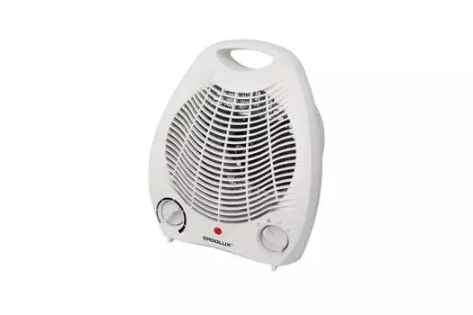 Тепловентилятор 2 кВт до 20 м, 220В, напольный, механическое управление, термостат, белый, Ergolux ELX-FH01-C01 (13908)