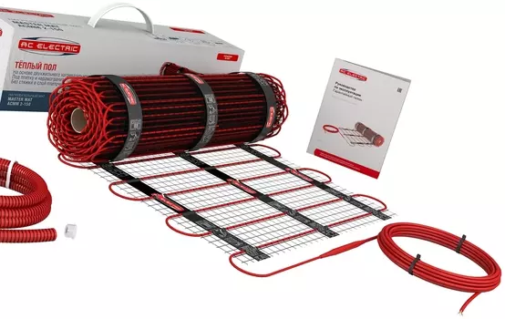 Теплый пол 0.5м² нагревательный мат 50см x 1м двухжильный, 75Вт / 150 Вт/м², без термостата, AC ELECTRIC ACMM 2-150-0.5 (НС-1179151)