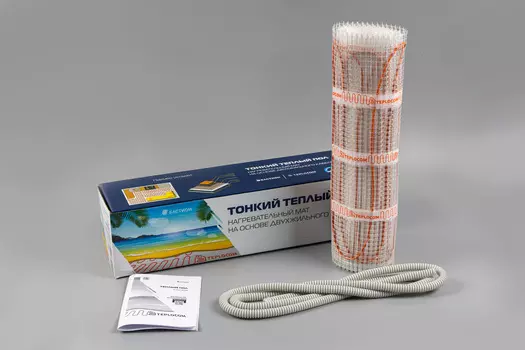 Теплый пол 9 м нагревательный мат двужильный 2 м, 1.44 кВт / 160 Вт/м, без термостата, Бастион Teplocom МНД-9,0 (МНД-9,0)