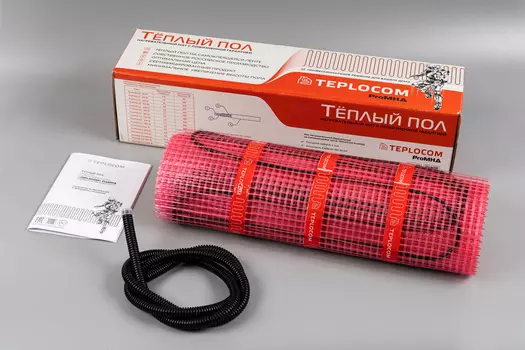 Теплый пол 9м² нагревательный мат 50см x 18м двужильный 2м, 1440Вт / 160 Вт/м², без термостата, Бастион TEPLOCOM ProМНД-9,0 (ProМНД-9,0)