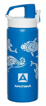 Термокружка АРКТИКА 702-500, 500мл, корпус сталь/колба сталь, синий/рисунок (702-500W/BLU)