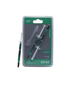 Термопаста Deepcool EX750 3g, 6.2 Вт/м·К, шприц, 2 шприца по 1.5г, 1.5 г, серый (EX750_3g)