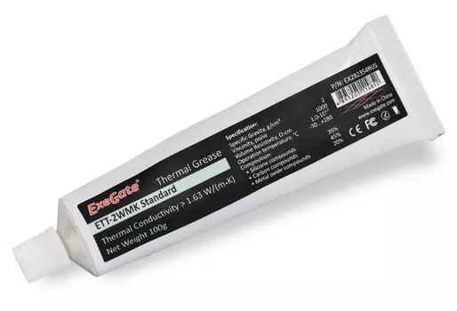 Термопаста ExeGate ETТ-2WMK Standard, 1.63 Вт/м·К, тюбик, 100 г (EX282354RUS)