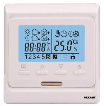 Терморегулятор REXANT R51XT, с дисплеем, программируемый, белый (2080400615)