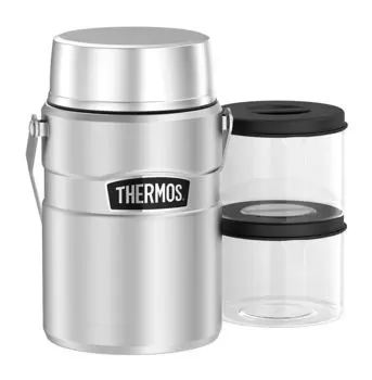 Термос для еды THERMOS SK3030 MS, 1.2л, корпус сталь, 2 контейнера, серый (491474)