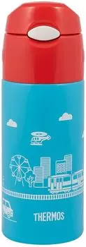 Термос THERMOS FHL-401F BL, 400 мл, корпус сталь/колба сталь, чехол, голубой/красный (320353)