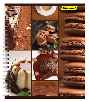 Тетрадь клетка A5 80 листов, гребень, обложка мелованный картон - Шоколад, 3 вида в ассортименте, Silwerhof (810022-75)