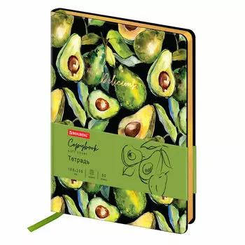 Тетрадь клетка A5 80 листов, книжное, без полей, обложка эко-кожа - Avocado, BRAUBERG VISTA (403919)