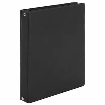 Тетрадь клетка A5 80 листов, кольца, поля, обложка пвх - черный, BRAUBERG (403909)