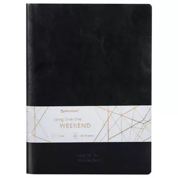 Тетрадь линейка A5 48 листов, сшивка, без полей, обложка кожзам - черный, BRAUBERG VIVA (403895)