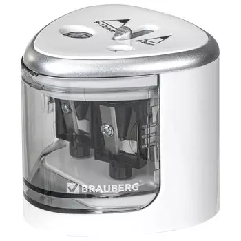 Точилка для карандашей электрическая BRAUBERG DUAL , контейнер для стружки, 2 отверстия (270580)