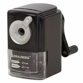 Точилка для карандашей механическая BRAUBERG STYLE, контейнер для стружки, 1 отверстие (228482)