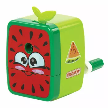 Точилка для карандашей механическая ПИФАГОР Арбуз, контейнер для стружки, 1 отверстие (270427)