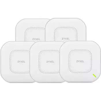 Точка доступа ZYXEL NebulaFlex Pro WAX510D, LAN: 1x1 Гбит/с, 802.11a/b/g/n/ac/ax, 2.4 / 5 ГГц, до 1.76 Гбит/с, внутренних антенн: 4x6dBi, PoE, комплект 5шт. (WAX510D-EU0105F)