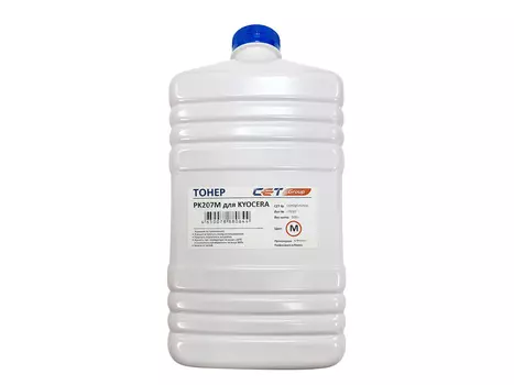 Тонер CET PK207M, бутыль 500 г, пурпурный, совместимый для Kyocera ECOSYS M8124cidn, ECOSYS M8130cidn, TASKalfa 306ci, TASKalfa 307ci, TASKalfa 356ci, TASKalfa 406ci, Taskalfa 308ci, Taskalfa 358ci (OSP0207M500)