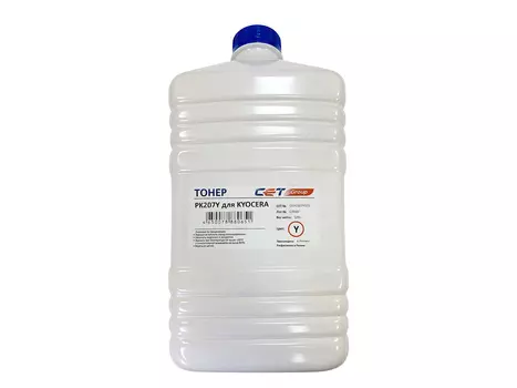 Тонер CET PK207Y, бутыль 500 г, желтый, совместимый для Kyocera ECOSYS M8124cidn, ECOSYS M8130cidn, TASKalfa 306ci, TASKalfa 307ci, TASKalfa 356ci, TASKalfa 406ci, Taskalfa 308ci, Taskalfa 358ci (OSP0207Y500)