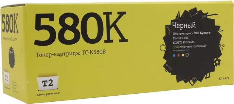 Тонер-картридж T2 TC-K580B (TK-580K) для Kyocera FS-C5150DN/ECOSYS P6021cdn (3500стр), черный с чипом