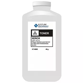 Тонер Katun, бутыль 40 г, черный, совместимый для Xerox Phaser 6000 / 6010 / 6015 / 6125 / 6128 / 6130 / 6140 / 6500 / 6505, химический