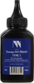 Тонер NV Print Type1, бутыль 120 г, черный, совместимый для LJ P2035/2055