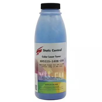 Тонер Static Control HP5225-160B-COS, флакон 160г, голубой, совместимый, для CE741A