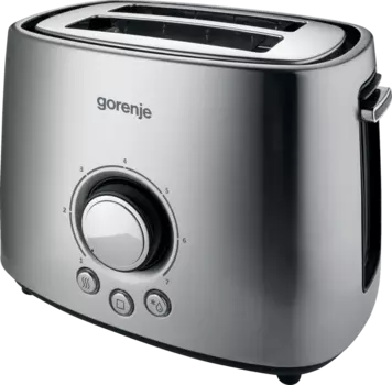 Тостер Gorenje T1000E 1 кВт, подогрев, размораживание, серебристый/черный