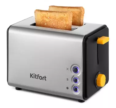 Тостер Kitfort КТ-6203 850 Вт, подогрев, размораживание, черный/серебристый