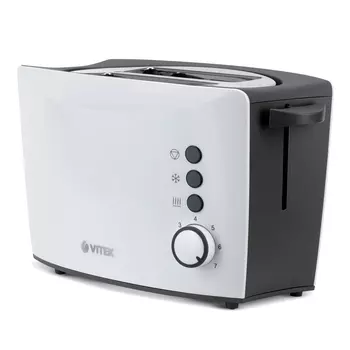 Тостер VITEK VT-7166 800 Вт, подогрев, размораживание, белый/серый (VT-7166)