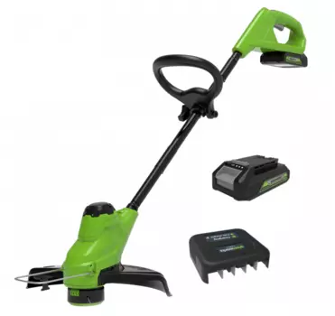Триммер аккумуляторный Greenworks G24LT25 24 V, аккумуляторный, реж.эл.: леска, d-образная рукоять, нижнее положение двигателя, АКБ+З/У (2107207)