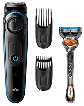 Триммер Braun BT3240, режимов 1, насадок 2, черный/синий (BT3240)